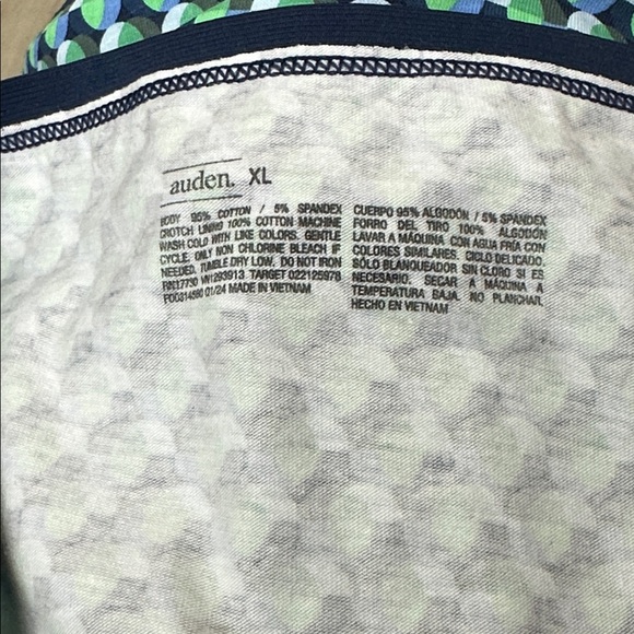 (2) Auden Navy-Trim Bikini Briefs with Blue & Green Geo Print - Picture 3 of 3